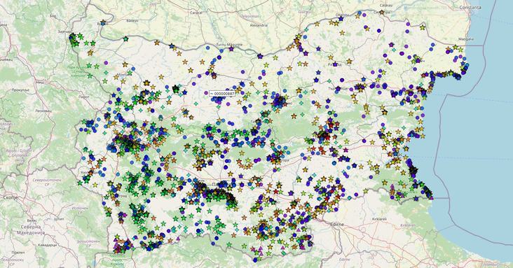 Стоянов К. & Райчева Ц. 2024. Интерактивни карти на сем. Iridaceae в България